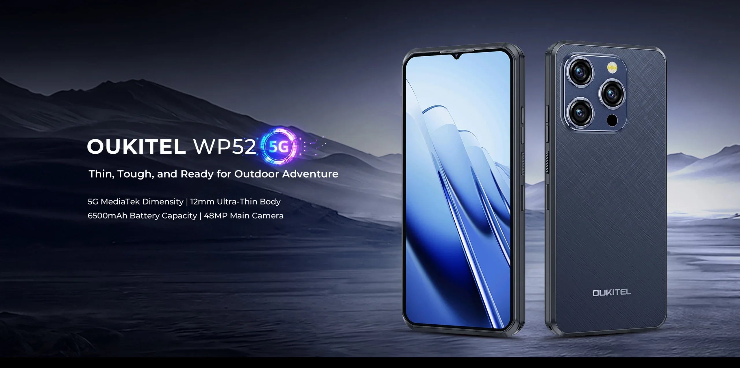 Oukitel WP52 5G Rugged Smartphone Android14 16GB+256GB 6500mAh Mobile Phone 48MP NFC Cell Phone