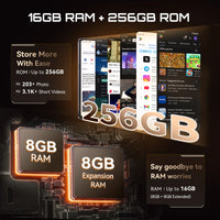 Smartphone 5G Cubot X100, Android 15, Dimensity 7025, 6nm, 2.5GHz,6.88-inch Screen,16GB(8+8),256GB, 64MP Camera, 5100mAh Battery