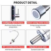 ATWFS Instant Water Heater Faucet Tankless Heaters Kitchen Hot Water Tap Bathroom Heating Electric 220v Stainless Steel Shell