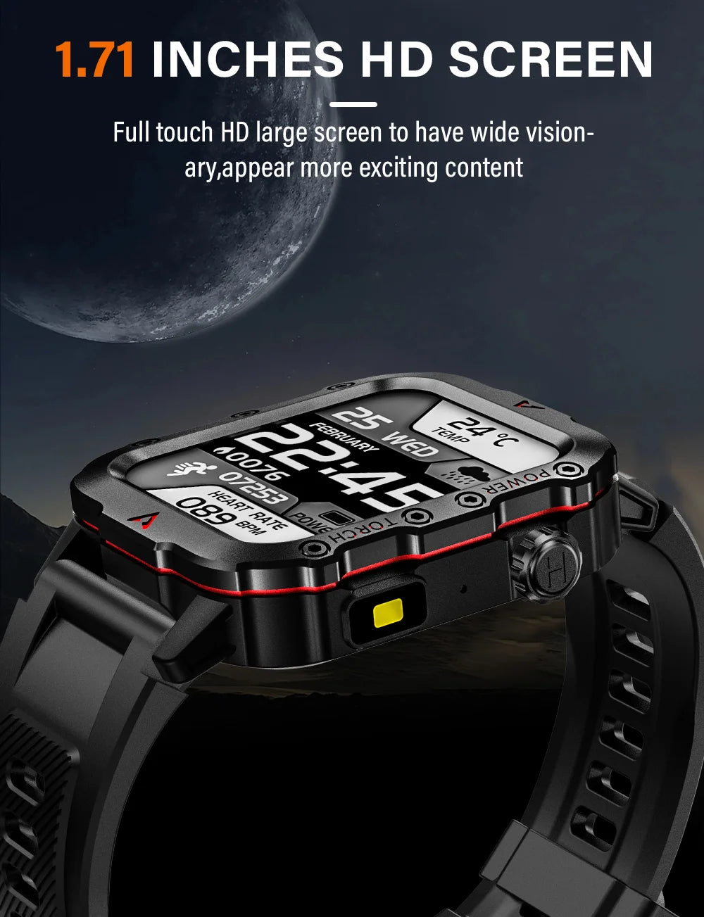 G.L Wear 2025 New Men's Smart Watch Outdoor Sports Health Monitor with LED Flashlight Bluetooth Call Women's Smartwatch