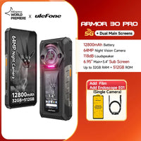 Ulefone Armor 30 Pro 5G Rugged Phone Android 14 Smartphone 6.9" 120Hz 32GB+512GB 12800mAh Night Camera 64MP NFC 66W