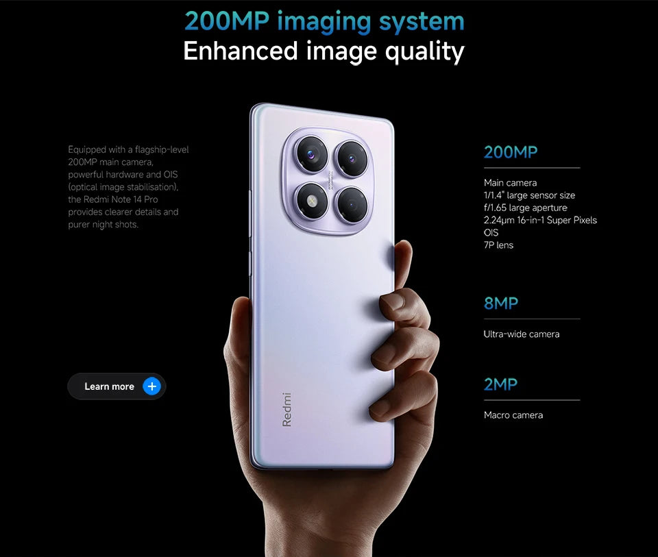 FR Warehouse Xiaomi Redmi Note 14 Pro 4G Smartphone Global Version 5500mAh 6.67" AMOLED MediaTek Helio G100-Ultra 200MP Camera