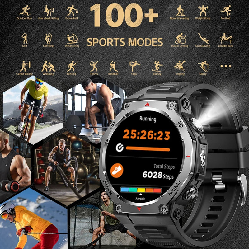 New Outdoor Sports Smart Watch Men For Xiaomi 5 ATM Waterproof GPS Motion Track Heart Rate HD Bluetooth Call UV Light SmartWatch