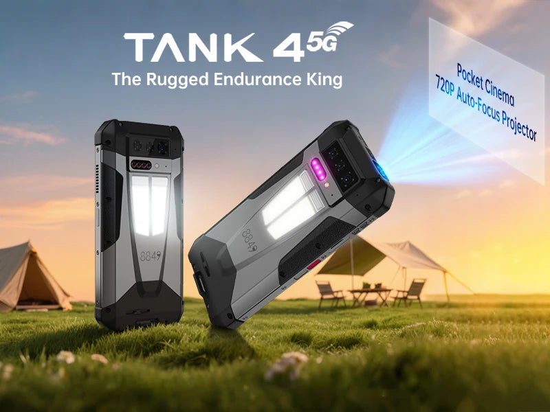 8849 Tank 4 Unihertz Rugged Smartphone Projector 720P 100 Lumens 6.78'' AMOLED 512G Android14 11600mAh 5G Dimensity 7300 120Hz