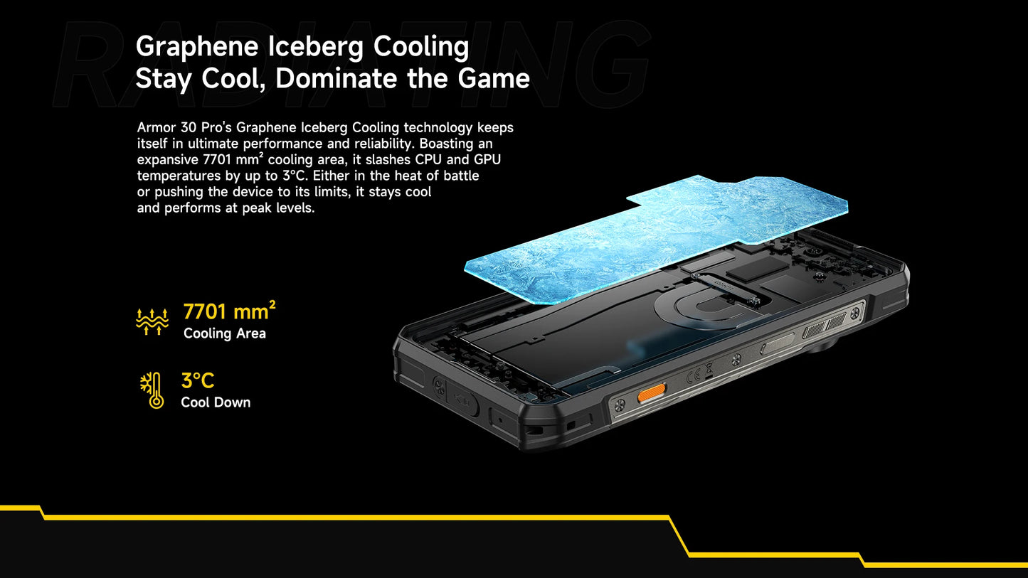 Ulefone Armor 30 Pro 5G Rugged Phone Android 14 Smartphone 6.9" 120Hz 32GB+512GB 12800mAh Night Camera 64MP NFC 66W