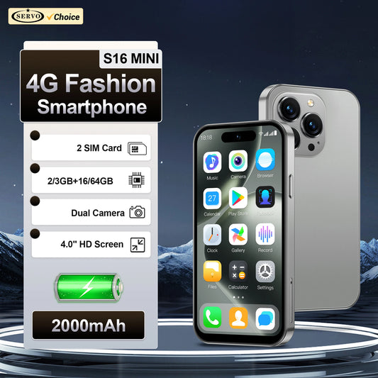 SERVO S16 Mini 4G Network Small Smartphone 2 SIM Standby Android 12.0 System Play Store WiFi GPS 4.0" Screen Palm Cellular Phone