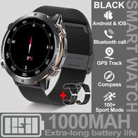 NEW 1000MAH Super endurance Sport Smart Watch Men 1.73-inch HD Screen GPS tracker Compass Bluetooth Call Waterproof Smart Watch