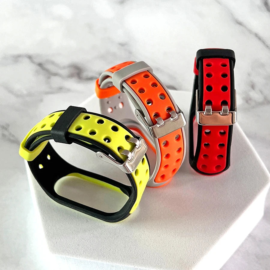 Bracelet for Xiaomi Mi Band 7 6 5 4 Silicone Wrist Replacement Wristband Breathable Double Buckle Luxury for Miband 6 5 4 Strap