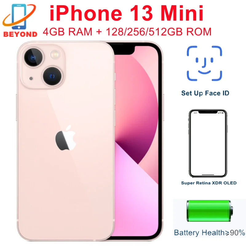 Apple iPhone 13 Mini 13Mini Original 5.4" OLED 128/256/512GB ROM A15 Bionic IOS Face ID NFC Unlocked 5G 99% New Mobile Phone