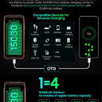 Blackview BV9300 Pro Rugged Phone 6.7'' 120Hz Display 8/12GB 256GB Smartphone With Dual Screen 15080mAh Battery 64MP Cellphone