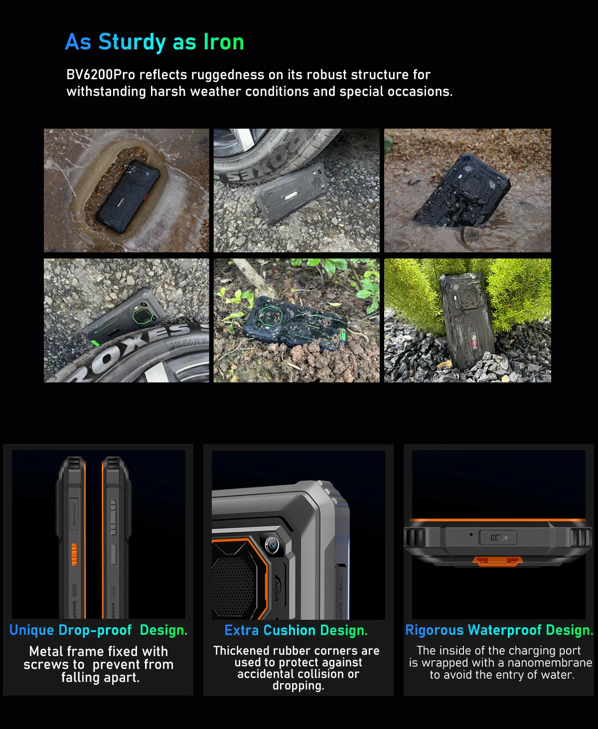 Blackview BV6200 Pro Rugged Phone Android 13 6.56'' Helio P35, 6GB+128GB Smartphone 13000mAh With 18W Fast Charge NFC Cell Phone