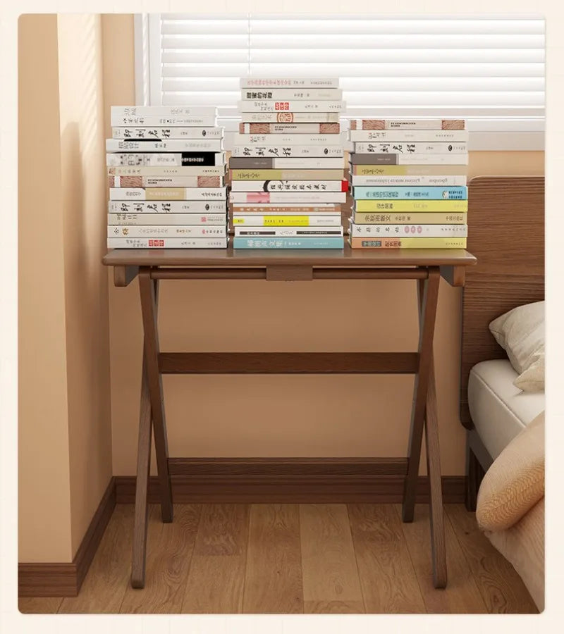 Solid Wood Foldable Console Desk Simple Modern Bedside Computer Desk Portable Bedroom Living Room Writing Table Home Furniture