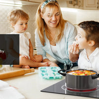 Noxton 2 Burners Electric Cooktop, 24" Built-in & Countertop Stove, Two Burner Ceramic Cooktop, Portable 110V Plug-in Cooktop