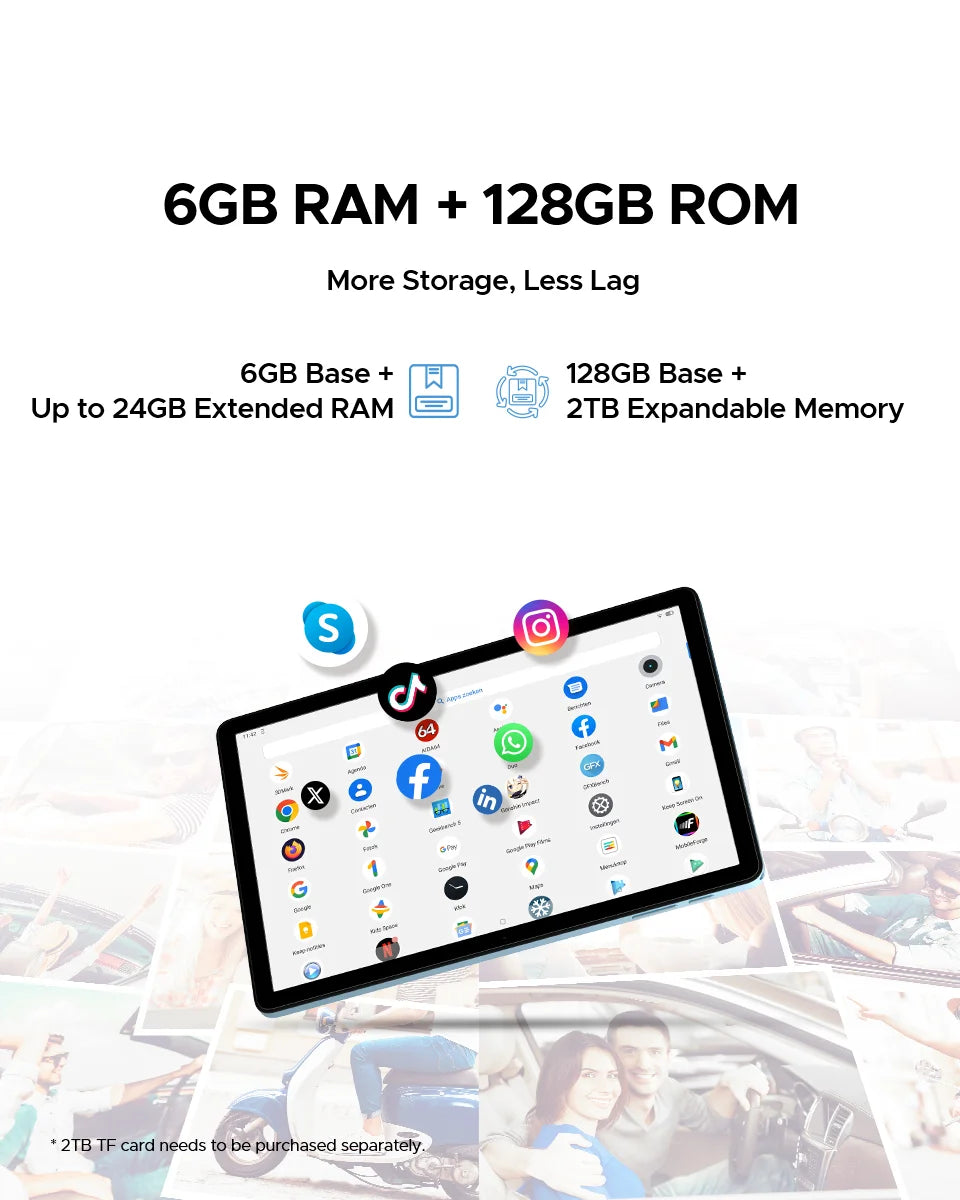 【Brand+】Doogee Tab A9 Pro+ Tablet Pc 11-Inch Android 15 30Gb Ram(6+24) 128Gb Rom 8580Mah Battery Widevine L1 Support
