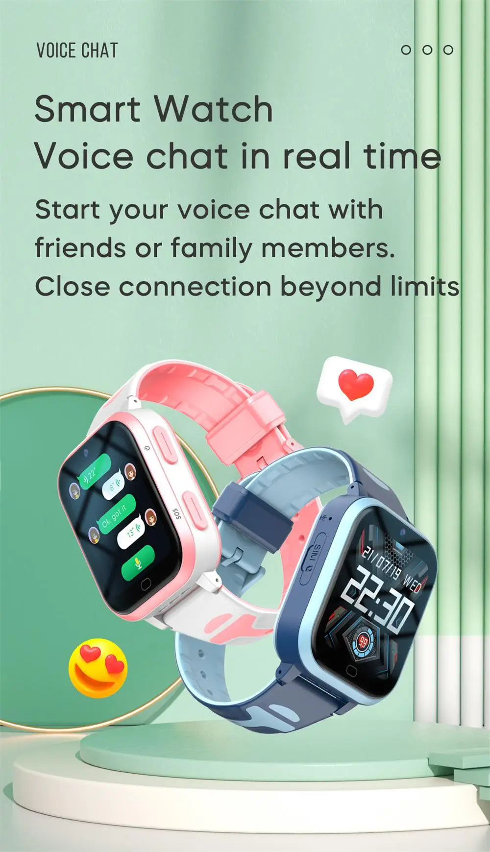 4G Kids Smart Watch 8GB ROM GPS WiFi Position Video Call Phone Android Watch Call Back Monitor with Sticker Children Smartwatch