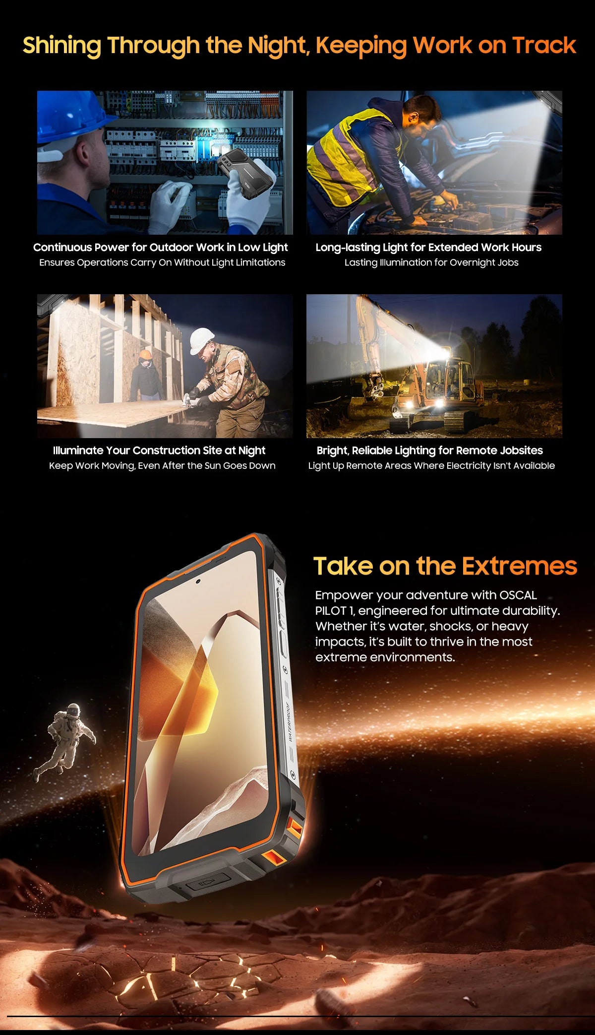 Blackview OSCAL PILOT 1 Rugged Phone, 6GB+ 256GB ,Helio G81 Smartphone Android14, 6.67'' Display Mobile Phone, 15000mAh, NFC