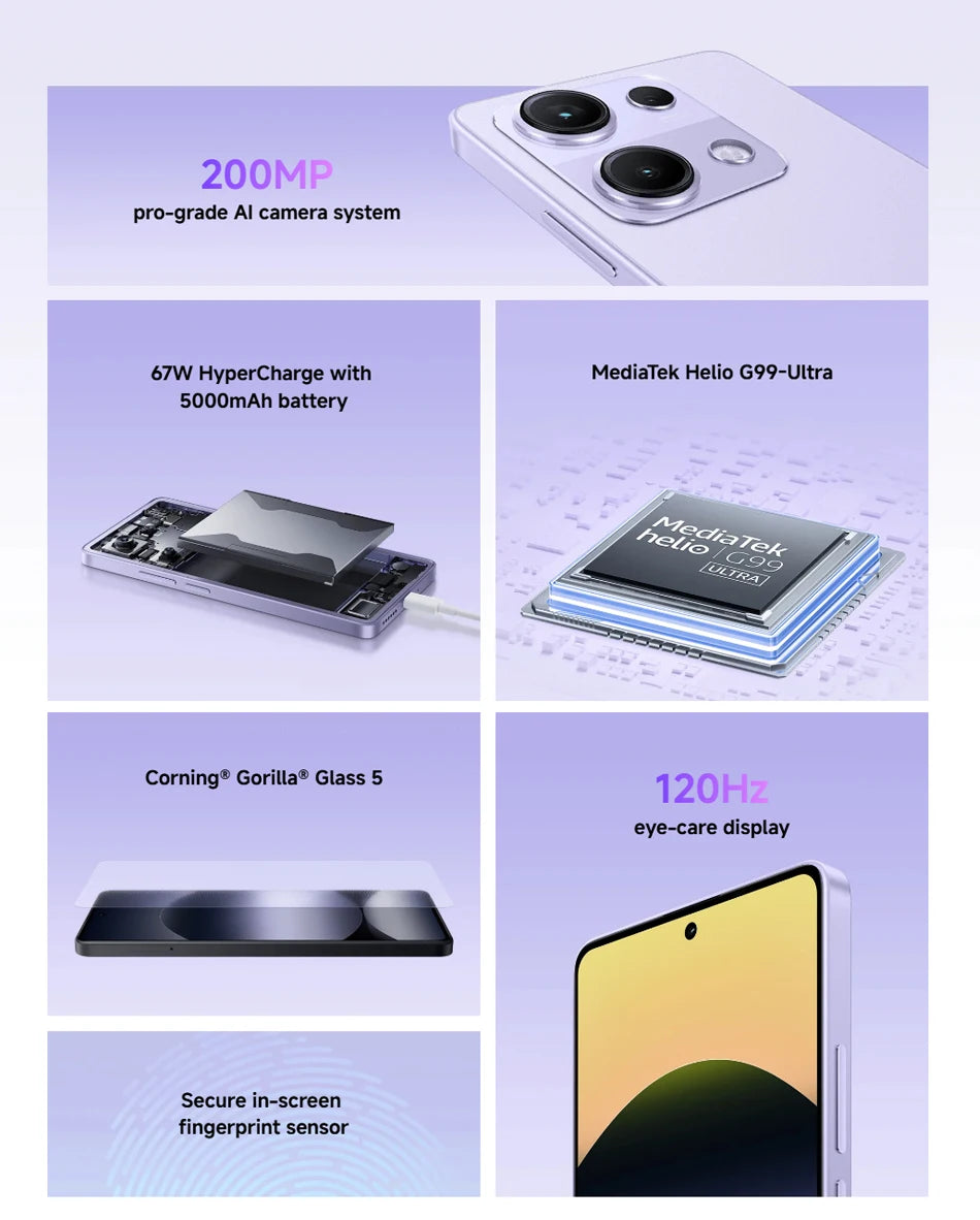 Global Version Redmi note 14S MediaTek Helio G99-Ultra 200MP+8MP+2MP triple camera 6.67" AMOLED display 67W HyperCharge