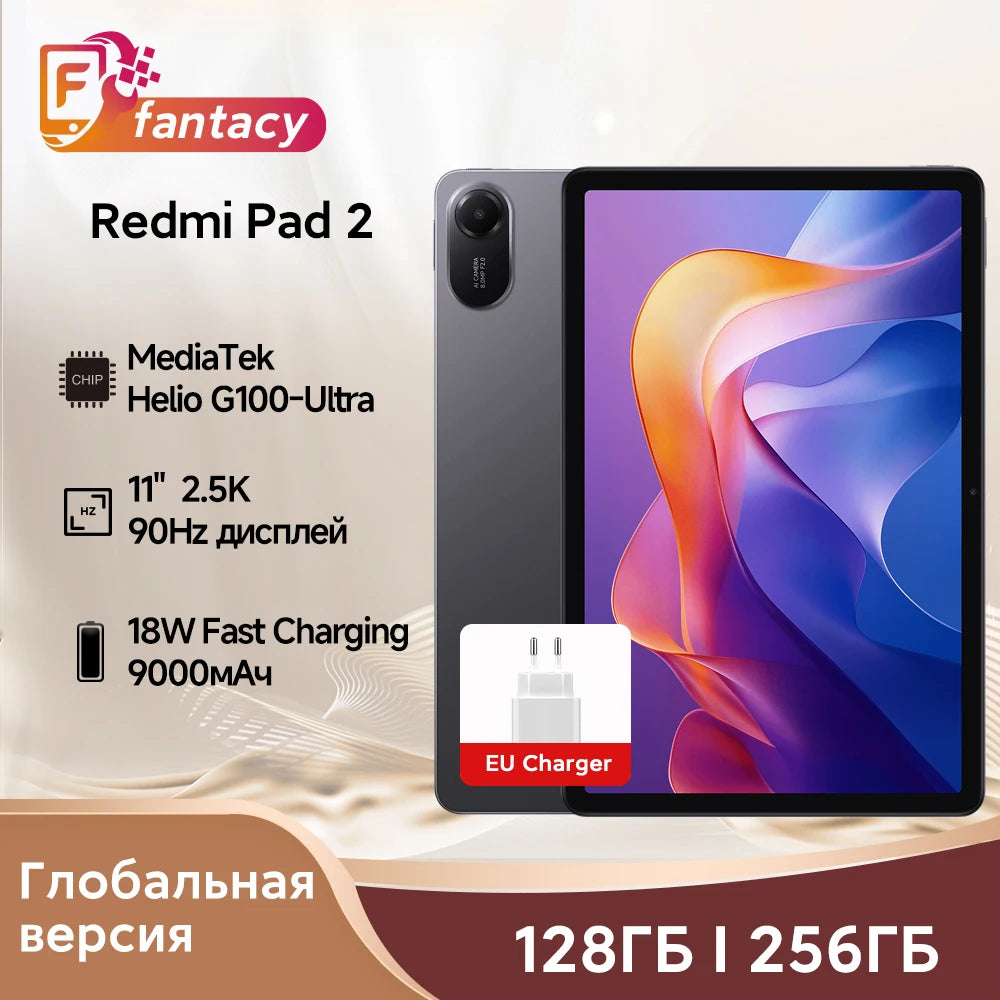 Xiaomi Redmi Pad 2 Global Version 11" 2.5K Crystal-clear Display Advanced Helio G100-Ultra 18W Fast Charging 9000mAh Battery
