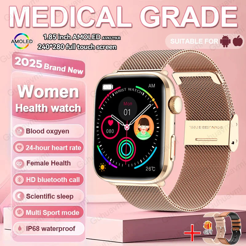 2025 Smart Watch For XIAOMI Women Full Touch Screen BT Call Waterproof Watches Sport Fitness Tracker Health Smartwatch Lady Gift