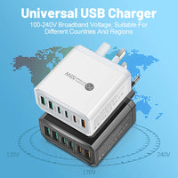 55W 3 USB 3 PD Charger Fast Charging QC3.0 Travel Charger For iPhone 15 14 Samsung Xiaomi Mobile Phone Adapter EU KR US UK Plug
