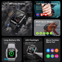 G.L Wear 2025 New Men's Smart Watch Outdoor Sports Health Monitor with LED Flashlight Bluetooth Call Women's Smartwatch