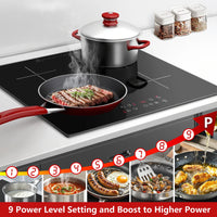 Induction Hob 4 Plates Built-in Electric Cooktop 60cm Booster Touch Control 6000W 9 Power Levels 1-99Minute Timer Child Lock