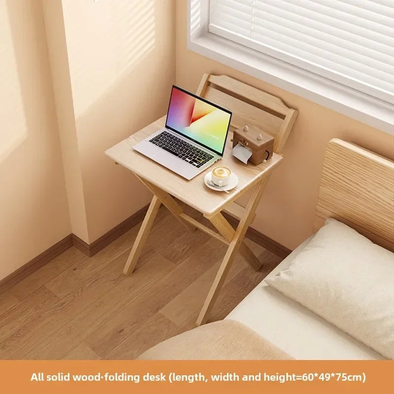 Solid Wood Foldable Console Desk Simple Modern Bedside Computer Desk Portable Bedroom Living Room Writing Table Home Furniture