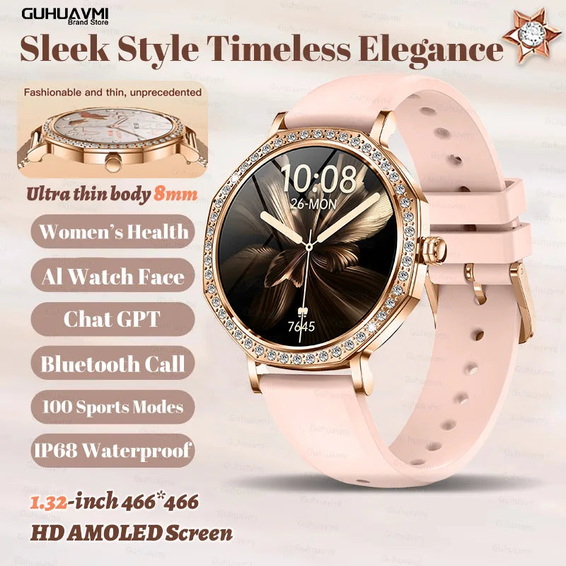 New Women SmartWatch AMOLED Screen Men Watches Bluetooth Call Sport Womens Physical Health IP68 Lady Smart Watch For Android IOS