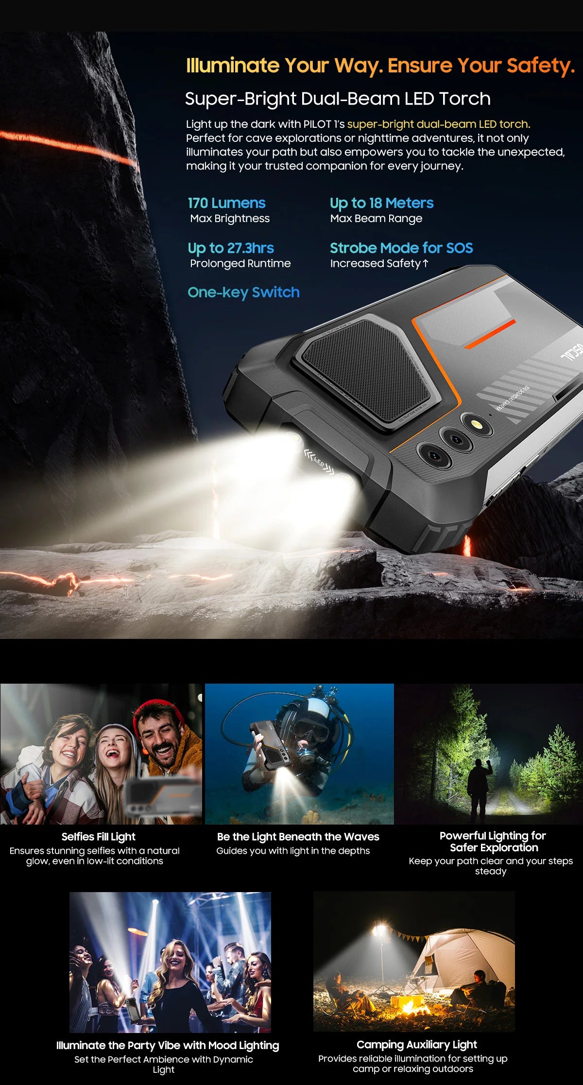 Blackview OSCAL PILOT 1 Rugged Phone, 6GB+ 256GB ,Helio G81 Smartphone Android14, 6.67'' Display Mobile Phone, 15000mAh, NFC