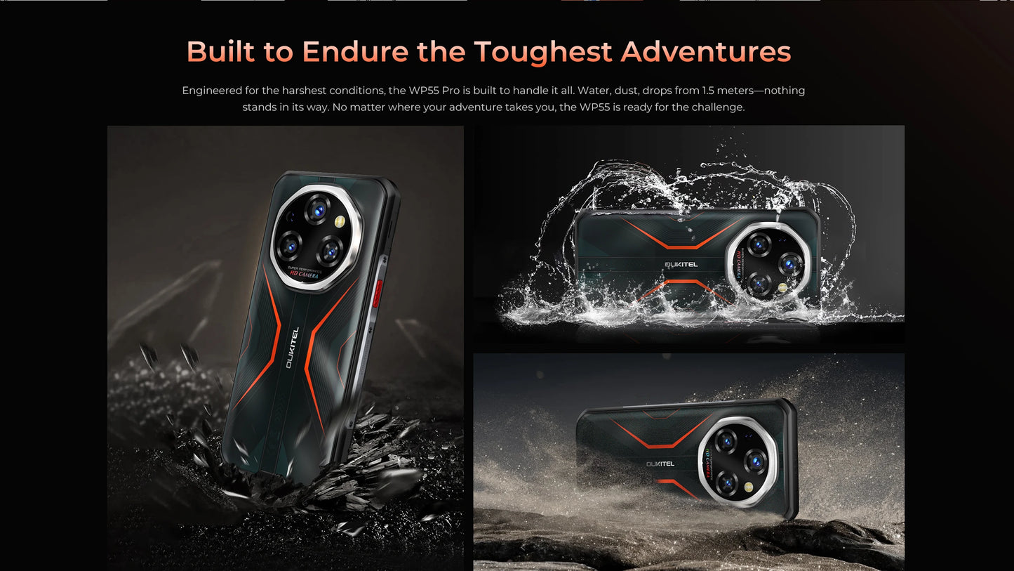 Oukitel WP55 Pro 5G Rugged Smartphone 16GB+512GB 33W Android15 Mobile Phone 11000mAh 6.58" FHD+ 108MP Camera oukitel Cell Phone