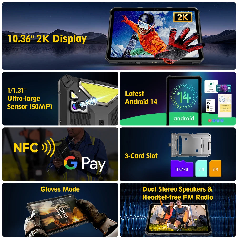 Ulefone Armor Pad 4 Ultra 5G Rugged Tablet  Thermal lmaging 10.36"2K Up to 16GB RAM 256GB ROM Android 14 11800mAh