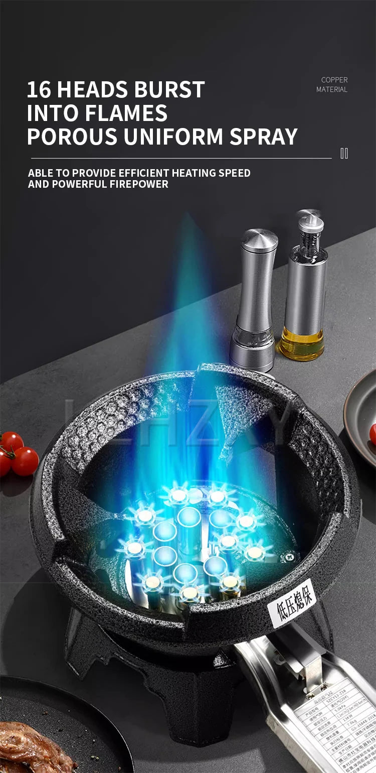 Low-pressure Fierce Fire Gas Stove Commercial Single-hole Liquefied Gas Burner for Hotel Restaurant Energy-saving Gas Cooktop