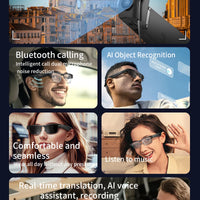 Smart Glasses with HD Camera 1200P Anti-shake Video Record Real-time Translation Object Recognition Bluetooth Call Smart Glasses