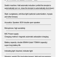 W100 Smart Glasses 163 Online Language AI Automatic Dialogue Translation Bluetooth Glasses with Speaker Sports UV Protection New