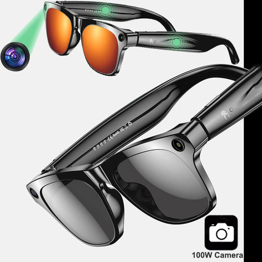 Smart Glasses 100W Camera Anti-shake Video Recording Music Control Photo Recognition Bluetooth Call Sports Sunglasses Waterproof