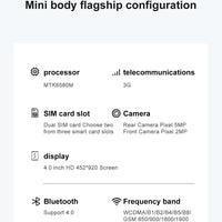 NEW SERVO S27 Mini Android Smartphone 4.0" Full Screen 2GB+16GB Memory 5MP 2 SIM Stanbdby Face Unlock 3G Cute Phones Google Play