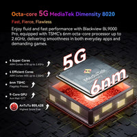 Blackview BL9000 Pro 5G Rugged Smartphone 6.78 "FHD + Display 12GB + 512GB 50MP Camera 8800mAh Battery Android 14 Phone