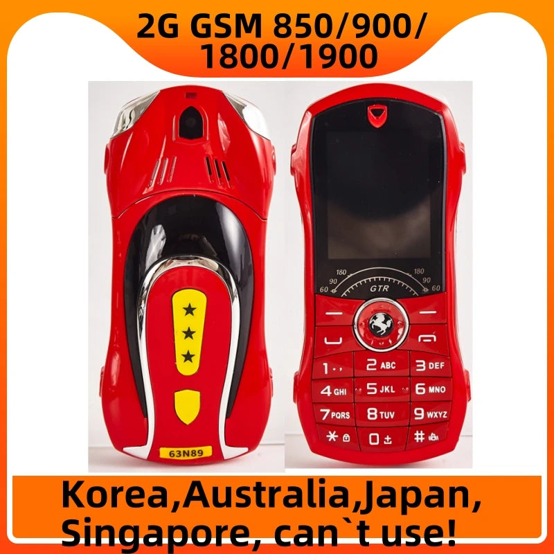 Car Shape Push Button Mobile Phone 1.8 Inch Mini Student Dual Sim 0.3MP CellPhone MP3 Wireless FM Luxury Type-C Telephone