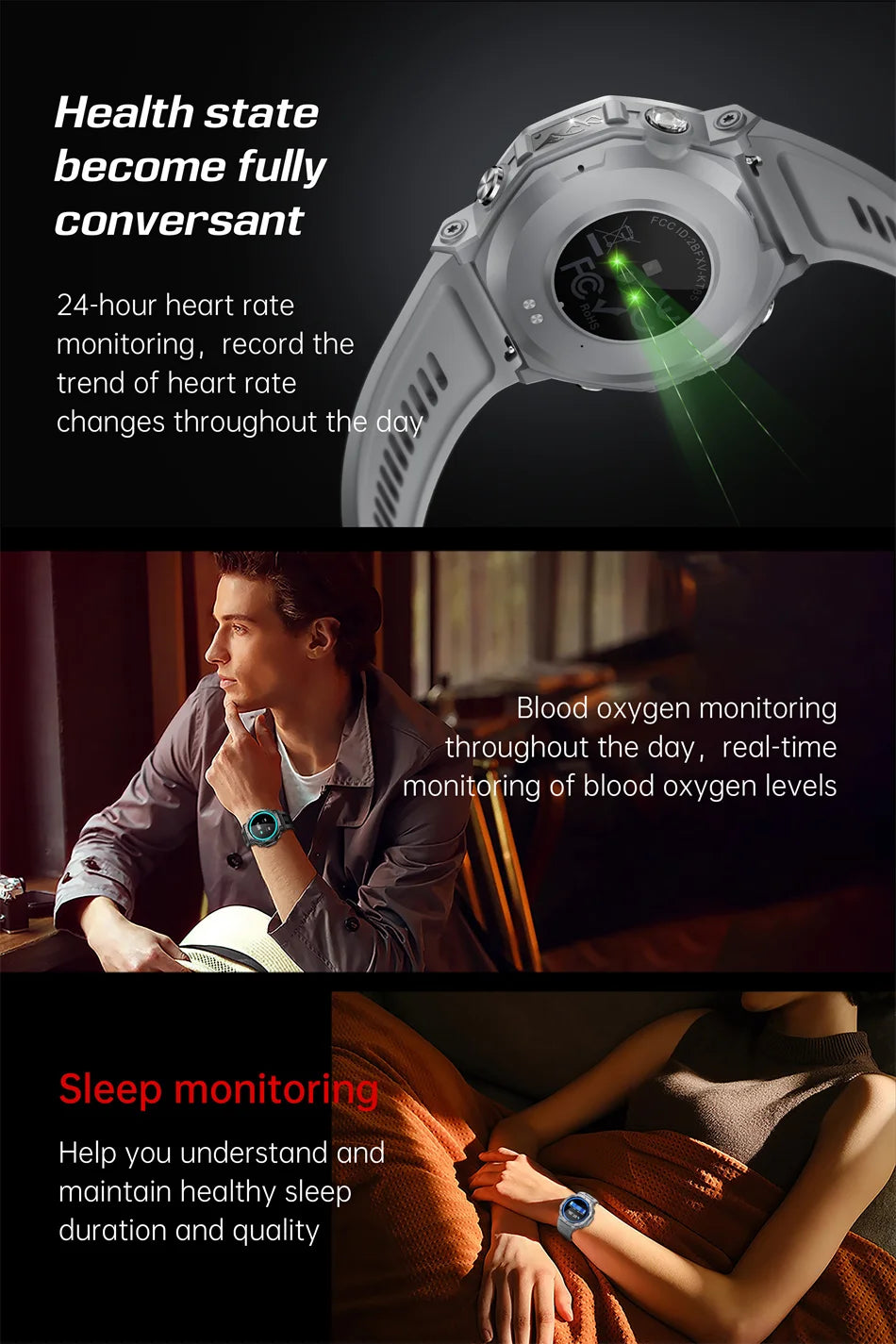 New Outdoor Sports Smart Watch Men For Xiaomi 5 ATM Waterproof GPS Motion Track Heart Rate HD Bluetooth Call UV Light SmartWatch
