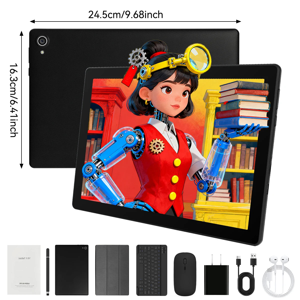 Newest Tablet 10 Inch Android 15 Octa-Core 20GB RAM 64GB ROM 1280x800 IPS Tablets PC WiFi6 Bluetooth5.3 Widevine L1 Keyboard Set