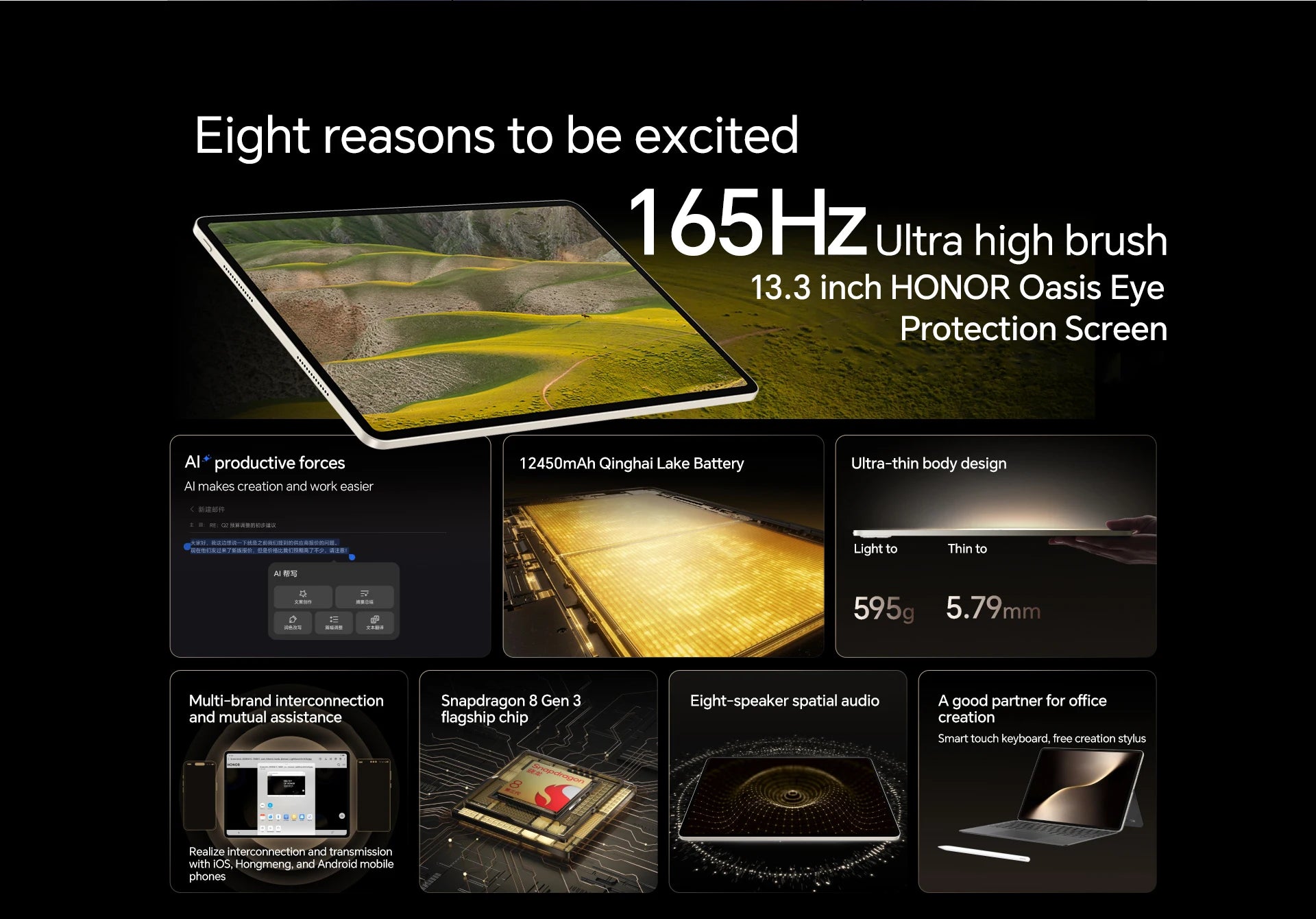 Global Version Original HONOR MagicPad 3 Tablet Snapdragon 8 Gen 3 13.3'' LCD 165Hz HONOR Eye Comfort Display 12450mAh Battery