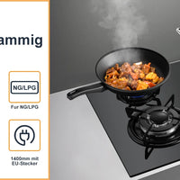 60cm Built-in Gas Hob 4 Burner | Auto Thermocouple & Safety Lock | 4-Zone Tempered Glass 8060W with Auto Ignition