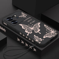 Butterfly Lanyard Case For Xiaomi Redmi Note 13 12 11 10 14 Pro+ 4G 5G 11s 13T 12T 11T Poco F6 X6 X5 Pro Mi 11 Lite 5G NE Cover