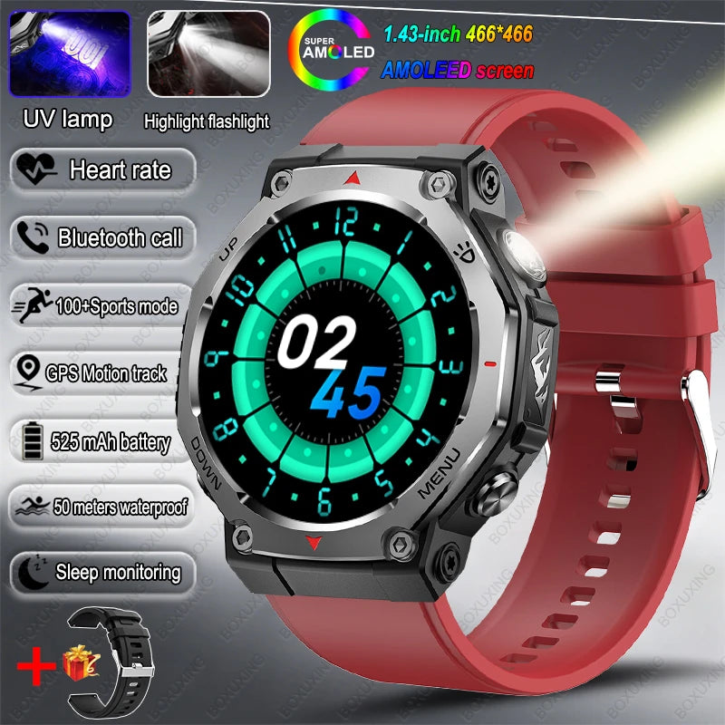 New Outdoor Sports Smart Watch Men For Xiaomi 5 ATM Waterproof GPS Motion Track Heart Rate HD Bluetooth Call UV Light SmartWatch