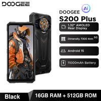 DOOGEE S200 Plus 5G Rugged Phone 1.32" Rear Display AI Image 6.72'' Screen 16GB 512GB 11000 mAh Battery Android 15 Smartphone