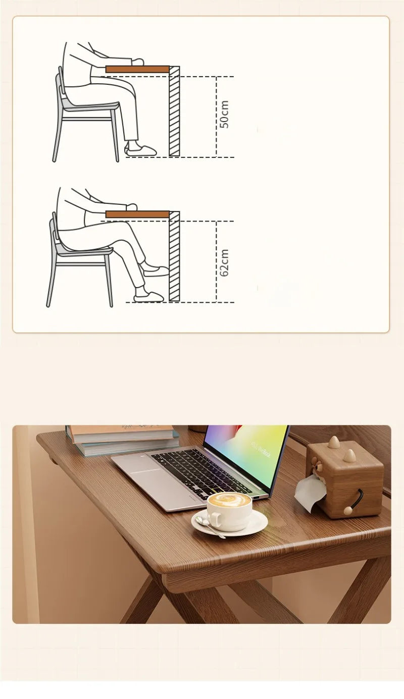 Solid Wood Foldable Console Desk Simple Modern Bedside Computer Desk Portable Bedroom Living Room Writing Table Home Furniture