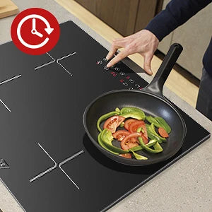 Induction Hob 4 Plates Built-in Electric Cooktop 60cm Booster Touch Control 6000W 9 Power Levels 1-99Minute Timer Child Lock
