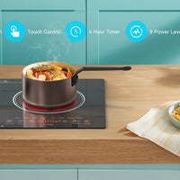 Noxton 2 Burners Electric Cooktop, 24" Built-in & Countertop Stove, Two Burner Ceramic Cooktop, Portable 110V Plug-in Cooktop