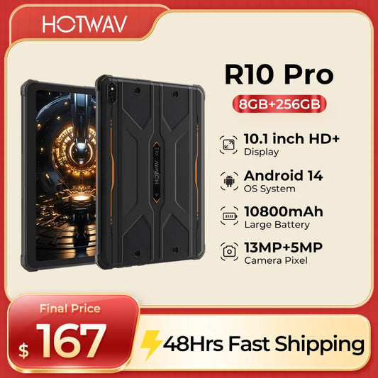 【World Premiere】HOTWAV R10 Pro Rugged Tablets 10800mAh 8GB+256GB OTG Charging Tablet For Field Exploration+Mountain Climbing