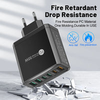 55W 3 USB 3 PD Charger Fast Charging QC3.0 Travel Charger For iPhone 15 14 Samsung Xiaomi Mobile Phone Adapter EU KR US UK Plug